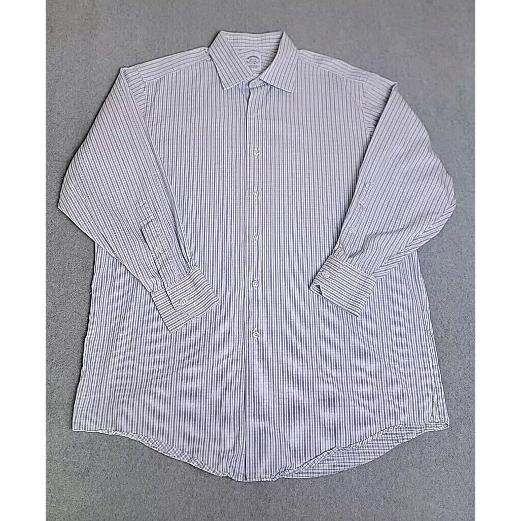 Vintage Brooks Brothers Shirt Mens 16 32 Blue Cotton Preppy Merchant Makers Usa